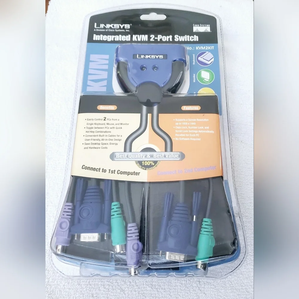Linksys Integrated KVM 2-Port Switch New